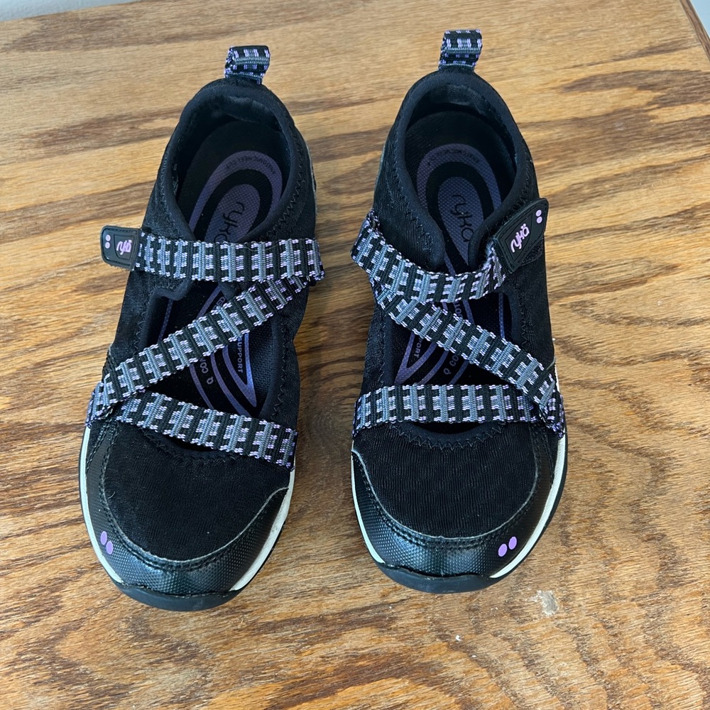 Ryka Kailee Mary Jane Hook Loop Women's Black and Purple Athletic Shoes
